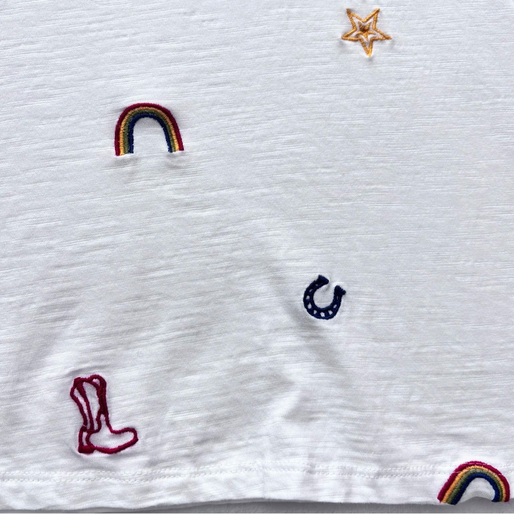 LUCKY BRAND Cowgirl Short Sleeve Embroidered Cotton T-Shirt--1X - Picture 10 of 13